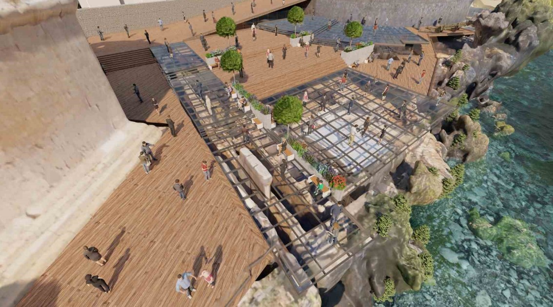 Arkeolojik kazılarda çıkarılan antik dönem kalıntıları seyir terasıyla ziyaretçilere sunulacak